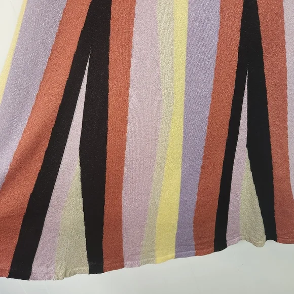 Anthropologie Laia Pink Purple Stripe Midi Knit Swing Skirt Size Small Mod Artsy - Picture 7 of 12